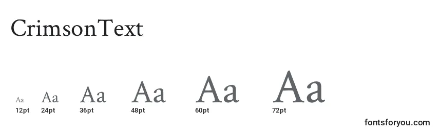 CrimsonText Font Sizes