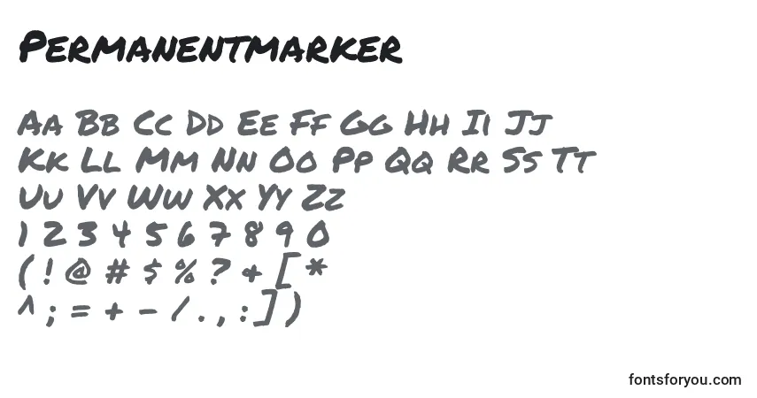 A fonte Permanentmarker – alfabeto, números, caracteres especiais