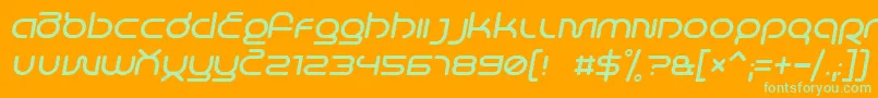 Шрифт LifeInSpaceItalic – зелёные шрифты на оранжевом фоне