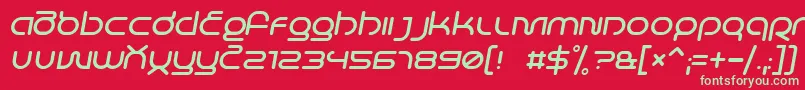 LifeInSpaceItalic-Schriftart – Grüne Schriften auf rotem Hintergrund