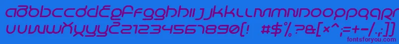 Czcionka LifeInSpaceItalic – fioletowe czcionki na niebieskim tle