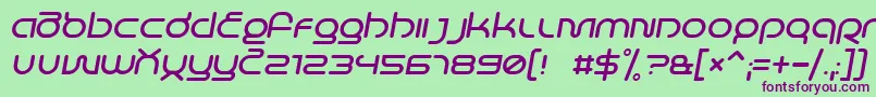 Fonte LifeInSpaceItalic – fontes roxas em um fundo verde