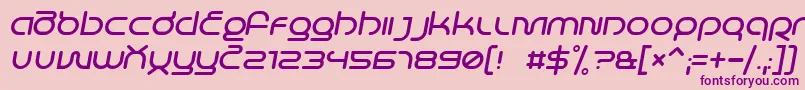 Fonte LifeInSpaceItalic – fontes roxas em um fundo rosa