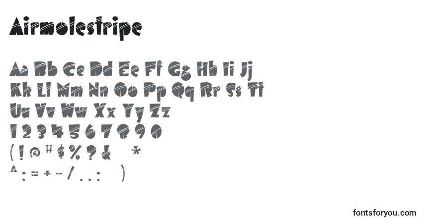 Czcionka Airmolestripe – alfabet, cyfry, specjalne znaki