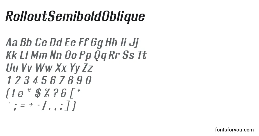 Шрифт RolloutSemiboldOblique – алфавит, цифры, специальные символы