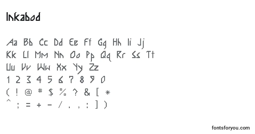 Schriftart Inkabod – Alphabet, Zahlen, spezielle Symbole