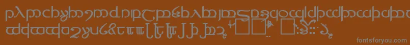 TengwarVer.4-fontti – harmaat kirjasimet ruskealla taustalla