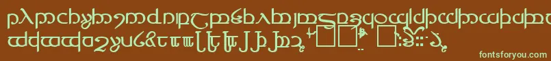 TengwarVer.4-Schriftart – Grüne Schriften auf braunem Hintergrund