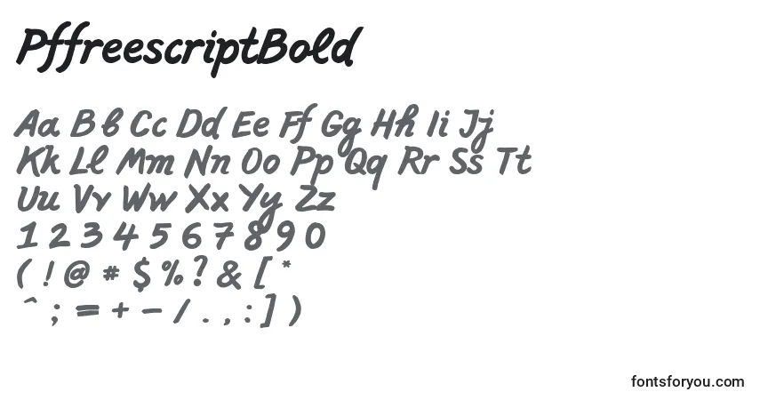Schriftart PffreescriptBold – Alphabet, Zahlen, spezielle Symbole