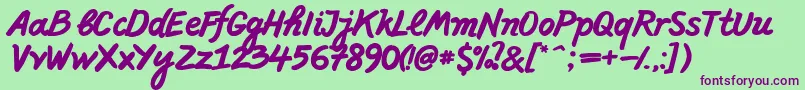 PffreescriptBold Font – Purple Fonts on Green Background