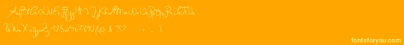 QueenOfToday-Schriftart – Gelbe Schriften auf orangefarbenem Hintergrund