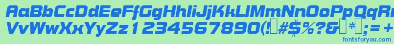 Czcionka B790DecoItalic – niebieskie czcionki na zielonym tle