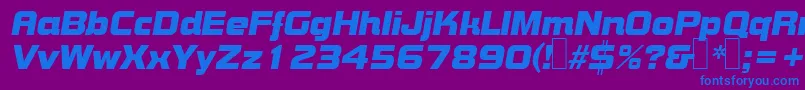 フォントB790DecoItalic – 紫色の背景に青い文字