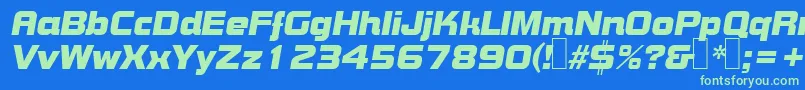 B790DecoItalic Font – Green Fonts on Blue Background