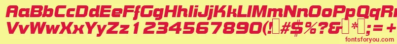 Fonte B790DecoItalic – fontes vermelhas em um fundo amarelo