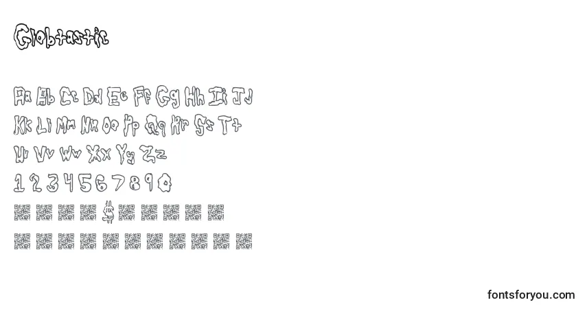 Czcionka Globtastic – alfabet, cyfry, specjalne znaki