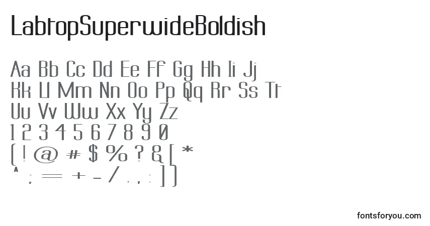 A fonte LabtopSuperwideBoldish – alfabeto, números, caracteres especiais