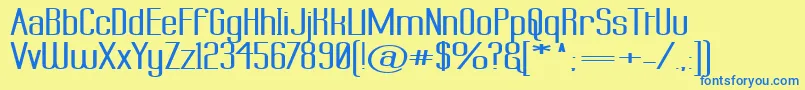 LabtopSuperwideBoldish-Schriftart – Blaue Schriften auf gelbem Hintergrund