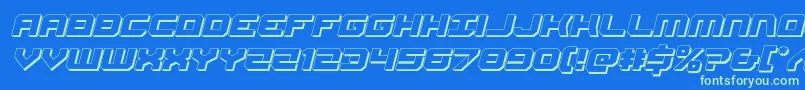 Gearhead3Dital-Schriftart – Grüne Schriften auf blauem Hintergrund