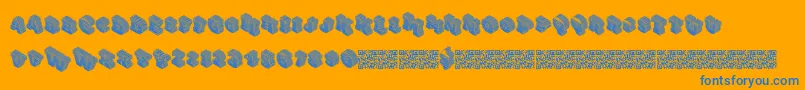 Gotcha-Schriftart – Blaue Schriften auf orangefarbenem Hintergrund