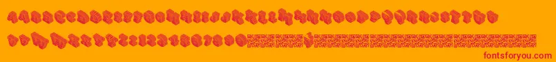 Gotcha-Schriftart – Rote Schriften auf orangefarbenem Hintergrund