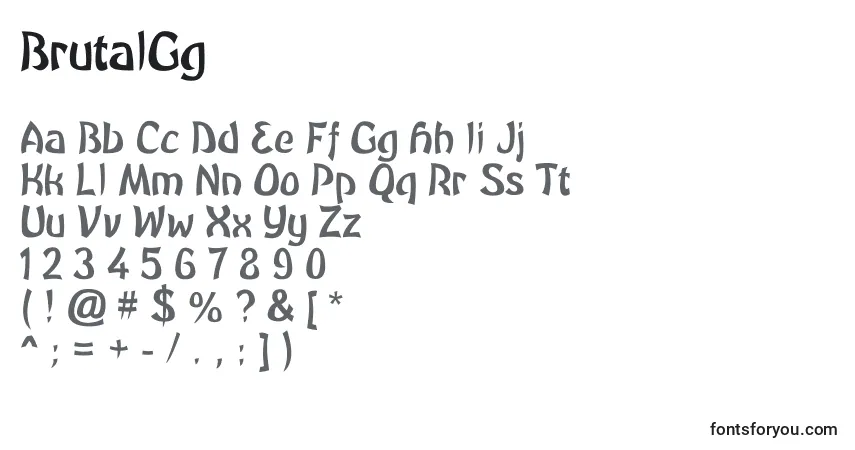 Schriftart BrutalGg – Alphabet, Zahlen, spezielle Symbole