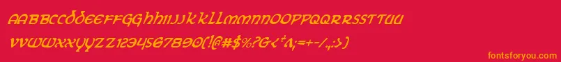 フォントEringobraghci – 赤い背景にオレンジの文字