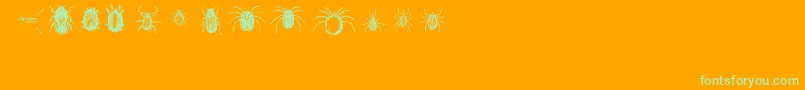 Czcionka Bugbats – zielone czcionki na pomarańczowym tle