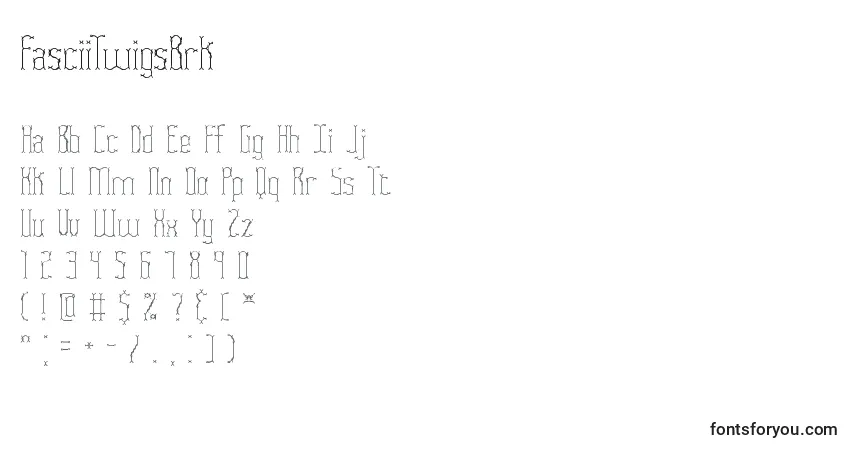 A fonte FasciiTwigsBrk – alfabeto, números, caracteres especiais