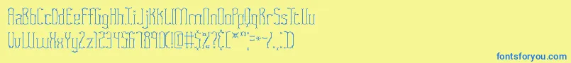 FasciiTwigsBrk-Schriftart – Blaue Schriften auf gelbem Hintergrund