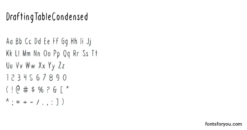 Шрифт DraftingTableCondensed – алфавит, цифры, специальные символы