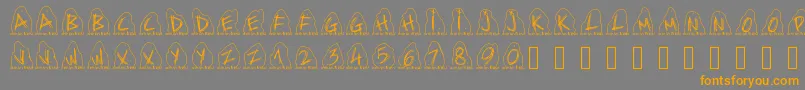 フォントPwdolmen – オレンジの文字は灰色の背景にあります。