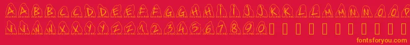 Pwdolmen Font – Orange Fonts on Red Background