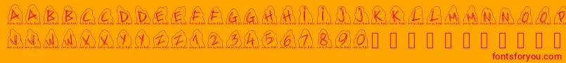 Pwdolmen Font – Red Fonts on Orange Background