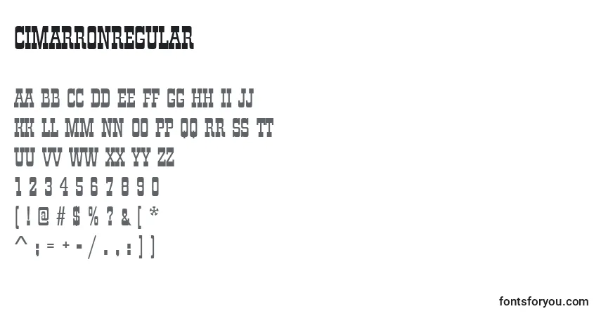Schriftart CimarronRegular – Alphabet, Zahlen, spezielle Symbole