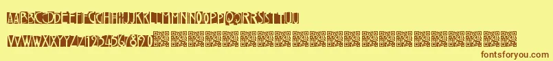 Freakytwentiesフォントについての詳細 フォントFreakytwenties – 茶色の文字が黄色の背景にあります。