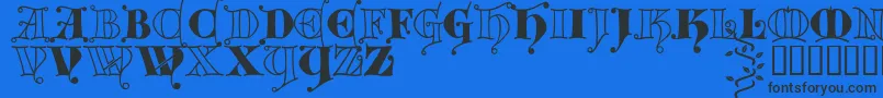 Kingthings Versalis Font – Black Fonts on Blue Background