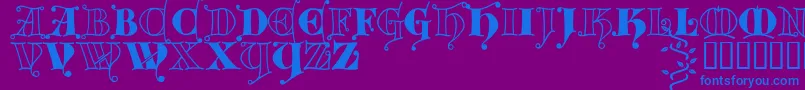 フォントKingthings Versalis – 紫色の背景に青い文字