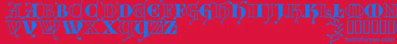 Kingthings Versalis-Schriftart – Blaue Schriften auf rotem Hintergrund