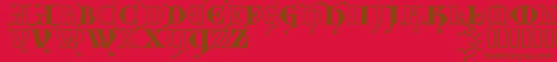 フォントKingthings Versalis – 赤い背景に茶色の文字