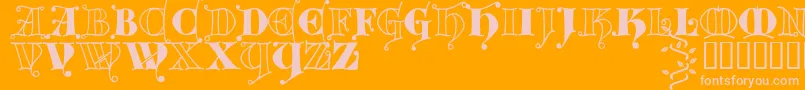 Kingthings Versalis-fontti – vaaleanpunaiset fontit oranssilla taustalla