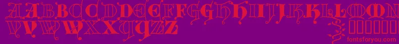 Kingthings Versalis-Schriftart – Rote Schriften auf violettem Hintergrund
