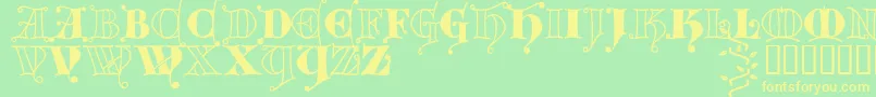 Kingthings Versalis Font – Yellow Fonts on Green Background