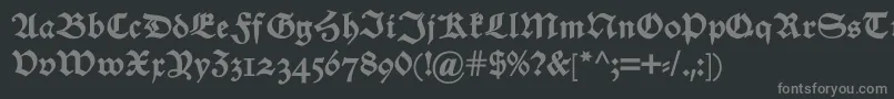 フォントAlteschwabacherosfdemi – 黒い背景に灰色の文字