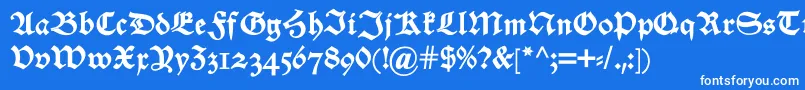 フォントAlteschwabacherosfdemi – 青い背景に白い文字