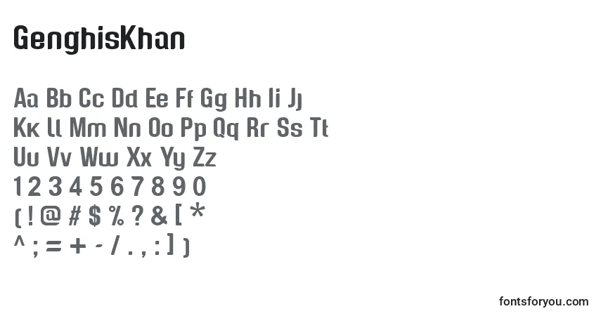 GenghisKhan-fontti – aakkoset, numerot, erikoismerkit