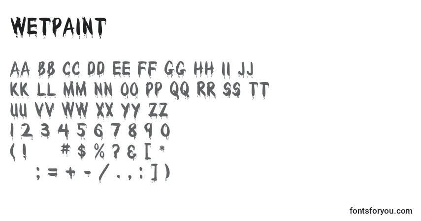 A fonte Wetpaint – alfabeto, números, caracteres especiais
