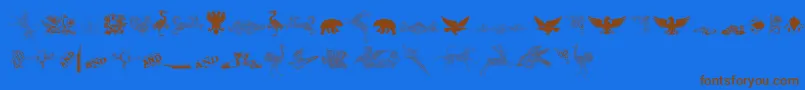 CornucopiaOfDingbatsThree-Schriftart – Braune Schriften auf blauem Hintergrund