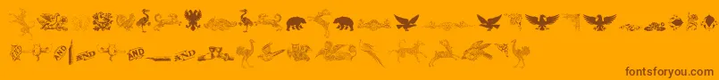CornucopiaOfDingbatsThree-Schriftart – Braune Schriften auf orangefarbenem Hintergrund