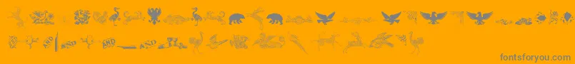 CornucopiaOfDingbatsThree-Schriftart – Graue Schriften auf orangefarbenem Hintergrund